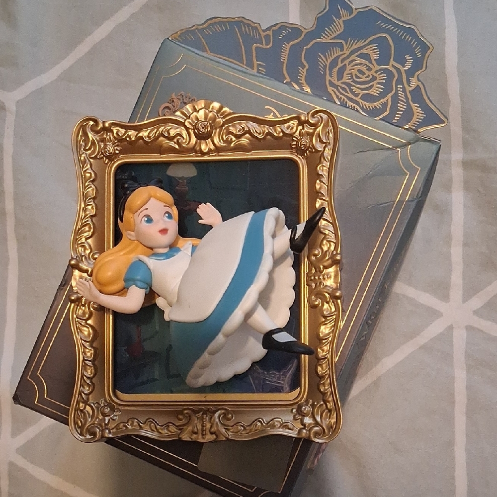 Disney Gold and Blue Alice in Wonderland Frame Miniso Decor Blind Box